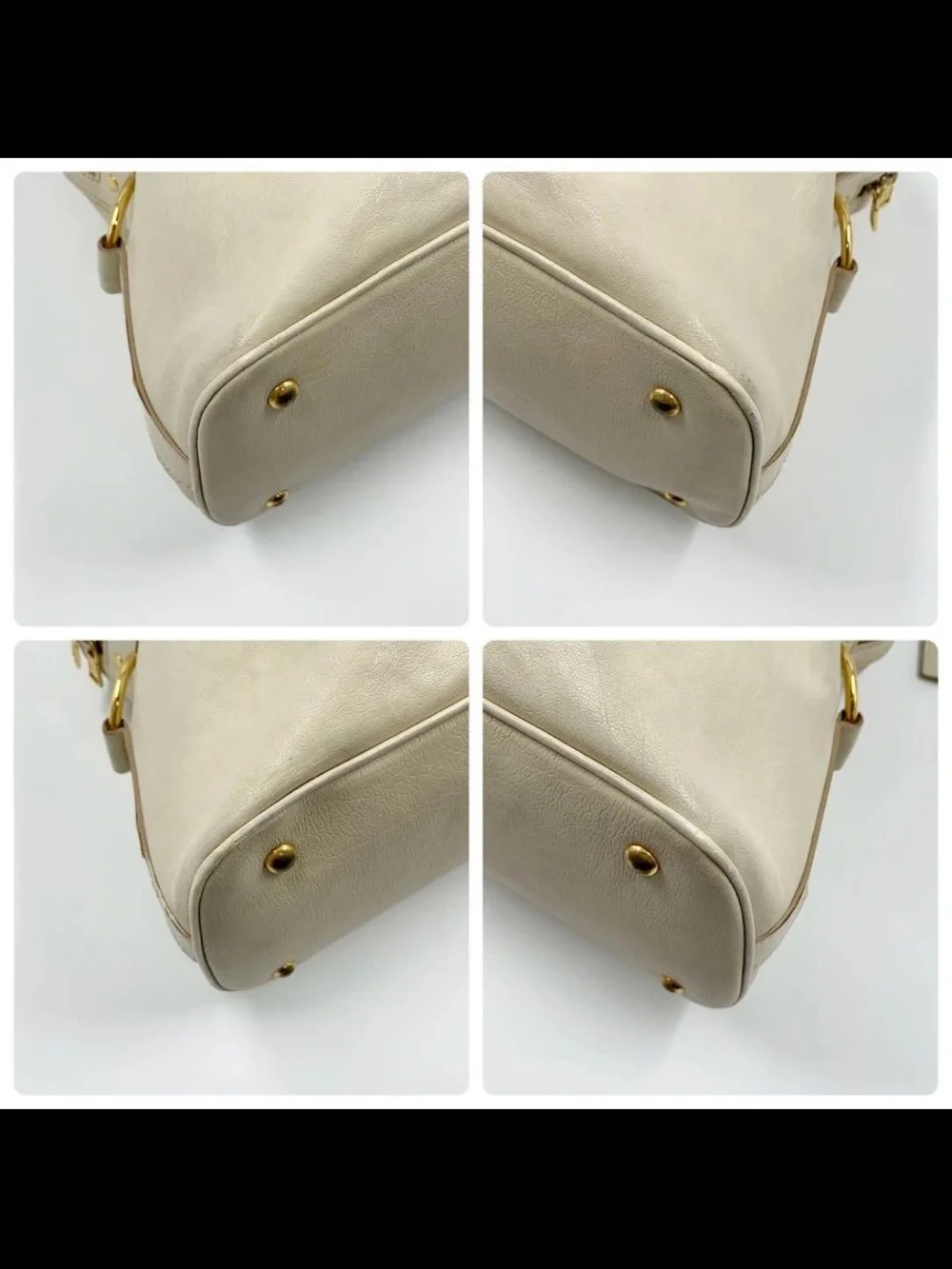 Saint Laurent Ivory Leather Double-Handle Tote with Gold Hardware